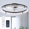 image:imageaddlon 27 Flower Low Profile Ceiling Fans with Lights and Remote White  Flush Mount Fandelier RemoteBluetooth App Control 30006000K Dimmable LED Timer Memory Bedroom Kitchen Living roomBlack  Starry