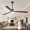 image:imageaddlon 52 Inch Flush Mount Ceiling Fans with Lights and Remote Control  Low Profile solide wood 3CCT dimmable light quiet reversible DC motor 6 speeds bedrooms living rooms covered patiosDownrod with Light