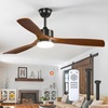 image:imageaddlon 52 Inch Flush Mount Ceiling Fans with Lights and Remote Control  Low Profile solide wood 3CCT dimmable light quiet reversible DC motor 6 speeds bedrooms living rooms covered patiosDownrod with Light