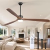 image:imageaddlon 52 Inch Flush Mount Ceiling Fans with Lights and Remote Control  Low Profile solide wood 3CCT dimmable light quiet reversible DC motor 6 speeds bedrooms living rooms covered patiosDownrod with Light