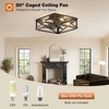 image:imageaddlon Farmhouse Caged Low Profile Ceiling Fans with Lights Remote Control  Small flush mount fandelier 6 speeds reversible airflow rustic square cage design for bedrooms kitchens and dining roomsBlack
