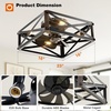 image:imageaddlon Farmhouse Caged Low Profile Ceiling Fans with Lights Remote Control  Small flush mount fandelier 6 speeds reversible airflow rustic square cage design for bedrooms kitchens and dining roomsBlack