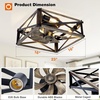 image:imageaddlon Farmhouse Caged Low Profile Ceiling Fans with Lights Remote Control  Small flush mount fandelier 6 speeds reversible airflow rustic square cage design for bedrooms kitchens and dining roomsBlack Brushed Gold