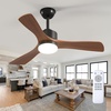 image:imageaddlon 52 Inch Flush Mount Ceiling Fans with Lights and Remote Control  Low Profile solide wood 3CCT dimmable light quiet reversible DC motor 6 speeds bedrooms living rooms covered patiosDownrod with Light
