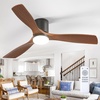 image:imageaddlon 52 Inch Flush Mount Ceiling Fans with Lights and Remote Control  Low Profile solide wood 3CCT dimmable light quiet reversible DC motor 6 speeds bedrooms living rooms covered patiosFlush Mount with Light