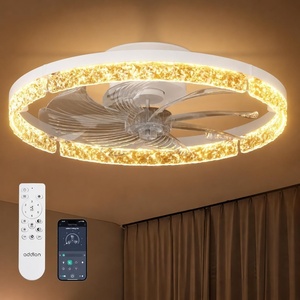 image:imageaddlon 27 Flower Low Profile Ceiling Fans with Lights and Remote White  Flush Mount Fandelier RemoteBluetooth App Control 30006000K Dimmable LED Timer Memory Bedroom Kitchen Living roomWhite  Crystal